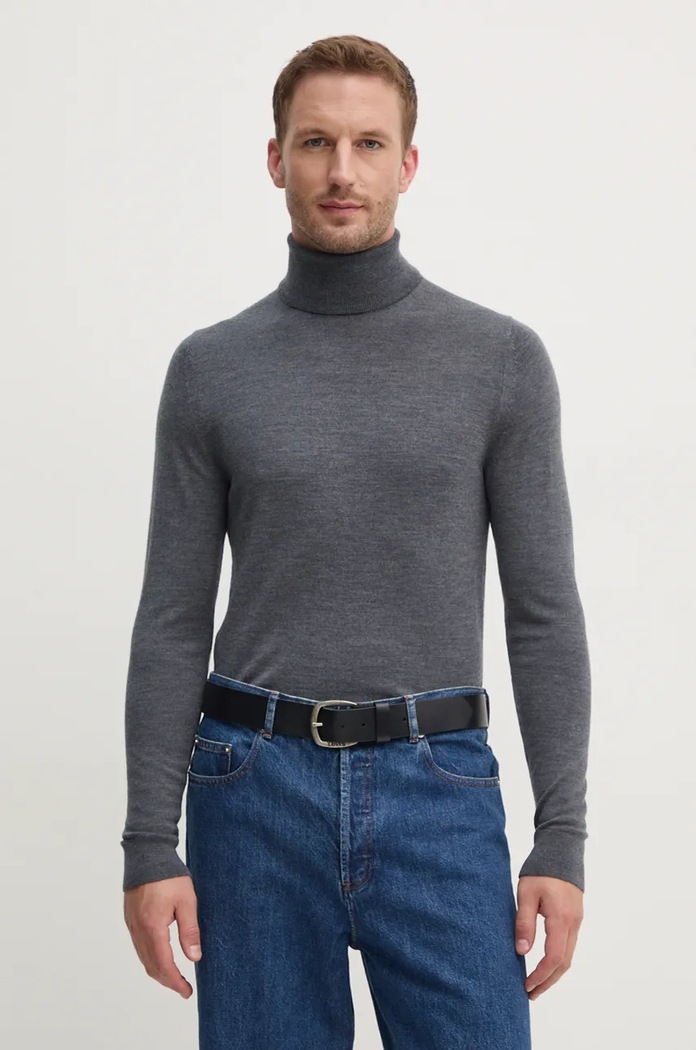 Vlnený sveter Calvin Klein vlna sivá K10K110420