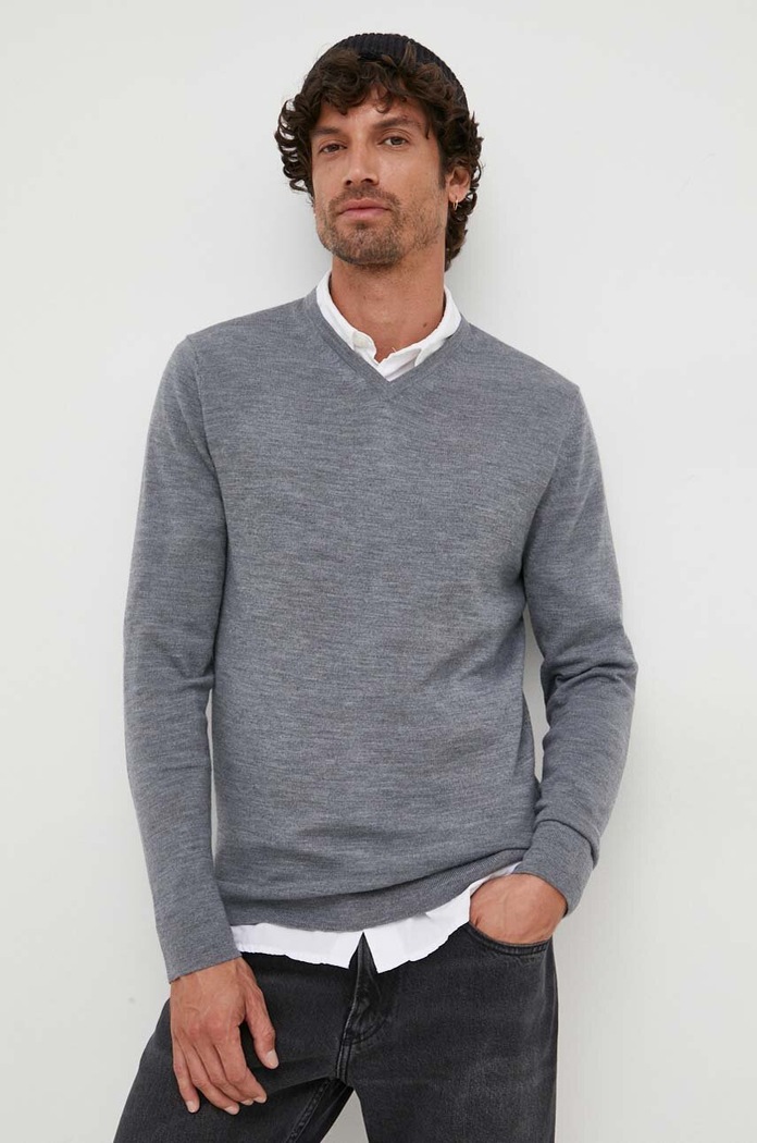 Calvin Klein sweter wełniany szary K10K110423
