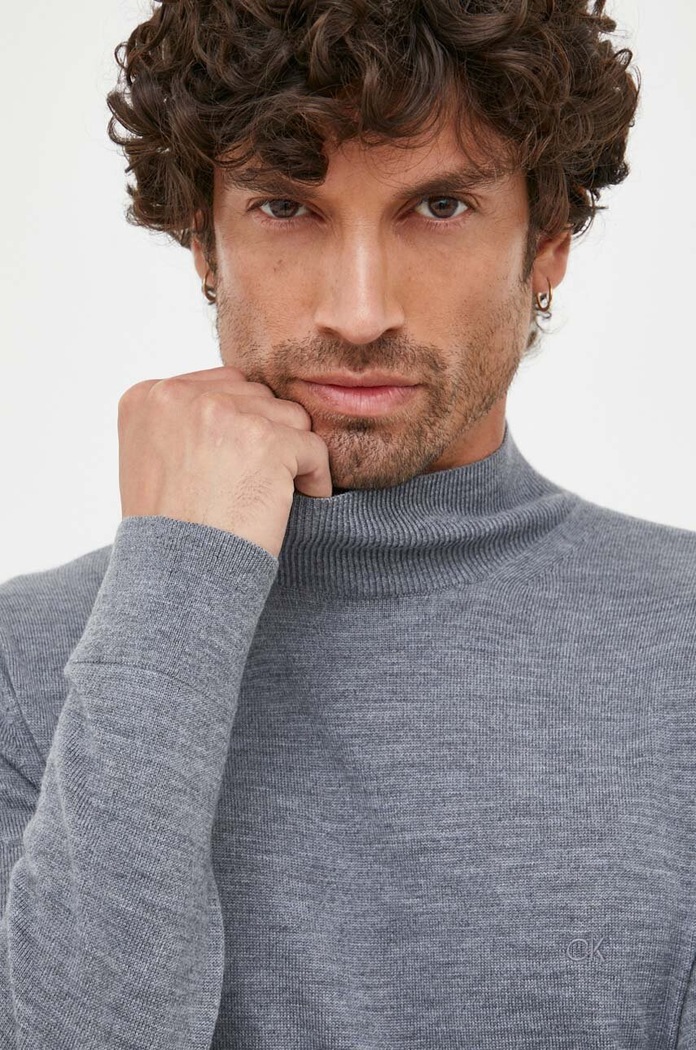 Odzież Calvin Klein sweter wełniany K10K110424 szary