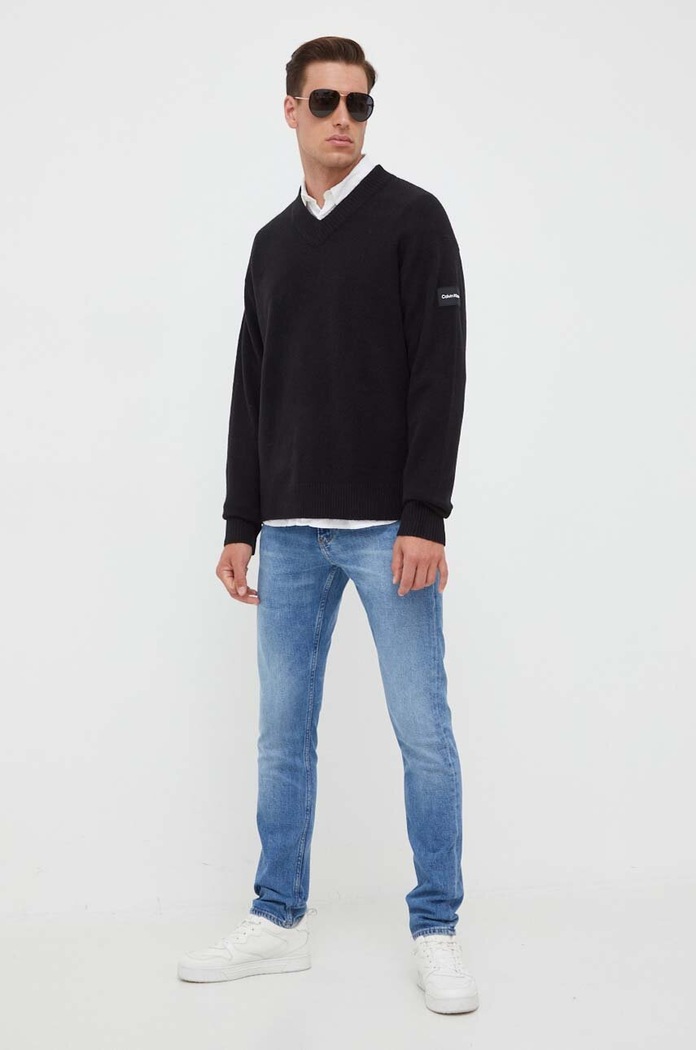 Calvin Klein sweter z domieszką wełny K10K111962 czarny AW23