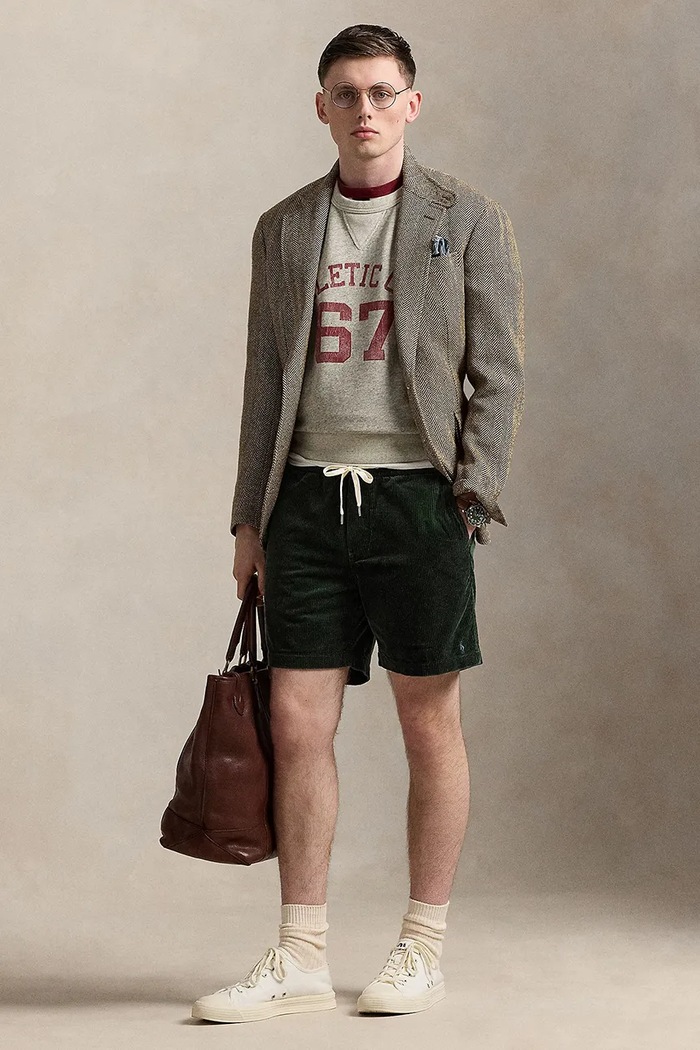 Polo Ralph Lauren pantaloni scurți din velur bumbac verde 710800214
