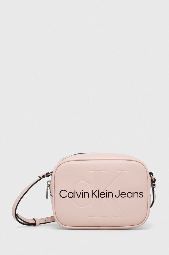 Τσάντα Calvin Klein Jeans απομίμηση λείου δέρματος ροζ K60K610275