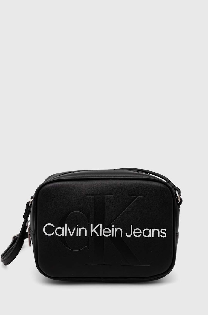 Τσάντα Calvin Klein Jeans απομίμηση λείου δέρματος μαύρο K60K610275