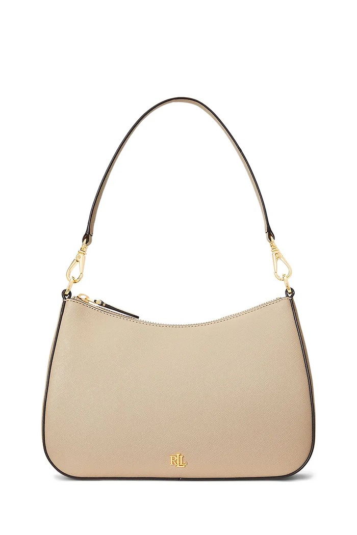 Lauren Ralph Lauren torebka hobo damska skórzana skóra licowa beżowy 431883768