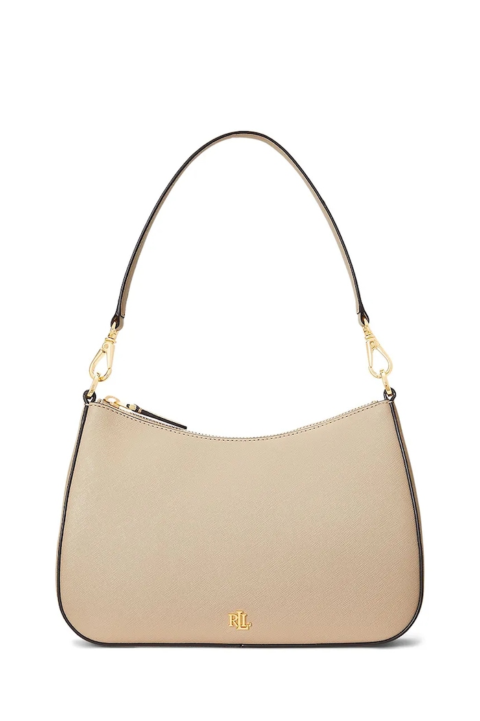 Lauren Ralph Lauren torebka hobo damska skórzana skóra licowa beżowy 431883768