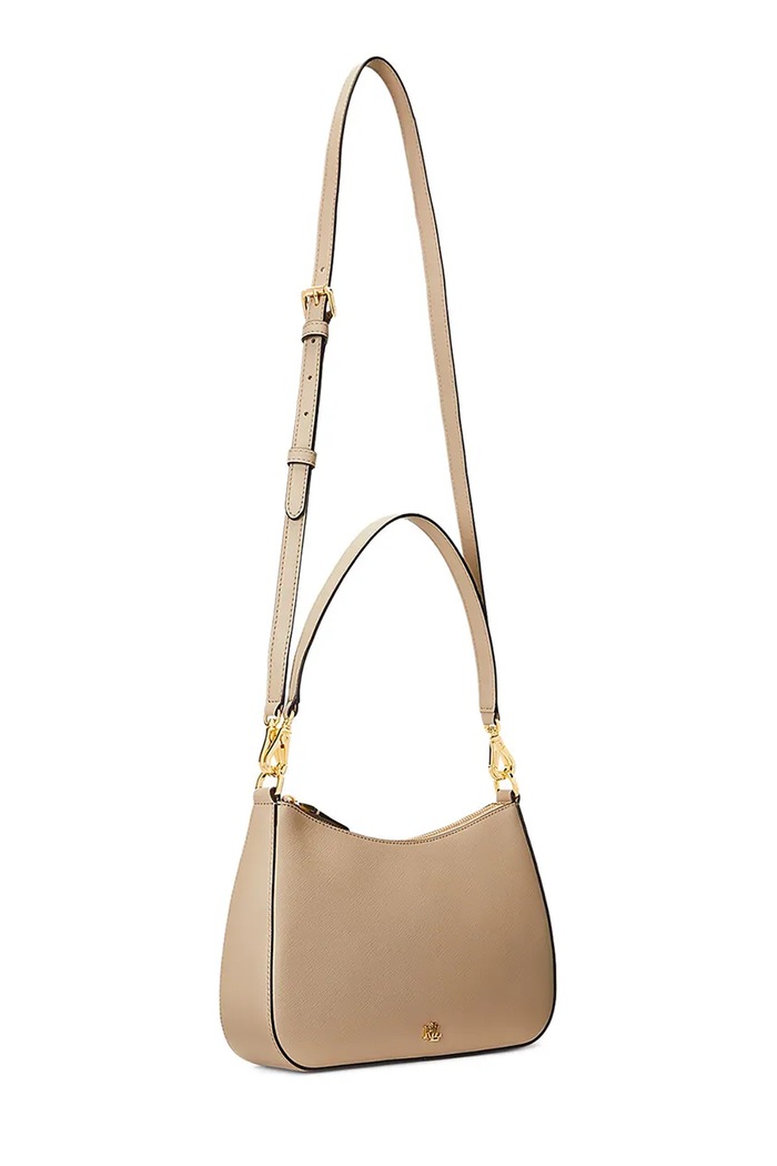 Akcesoria Lauren Ralph Lauren torebka hobo damska skórzana 431883768 beżowy