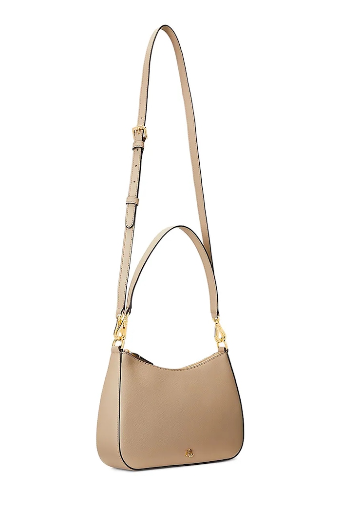 Akcesoria Lauren Ralph Lauren torebka hobo damska skórzana 431883768 beżowy