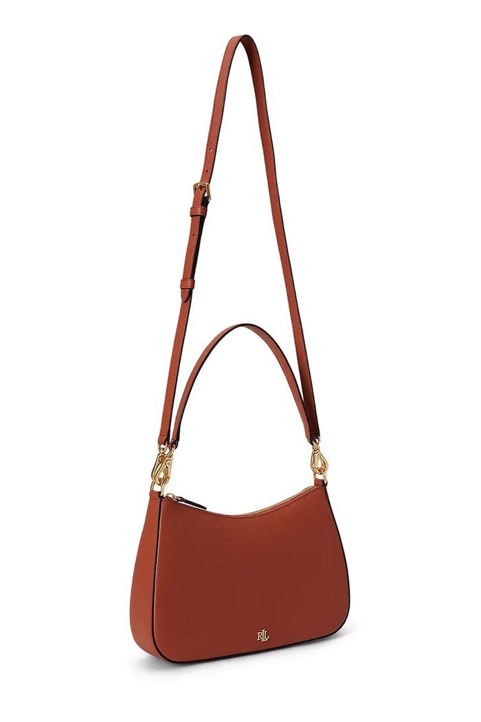 Akcesoria Lauren Ralph Lauren torebka hobo damska skórzana 431883768 brązowy