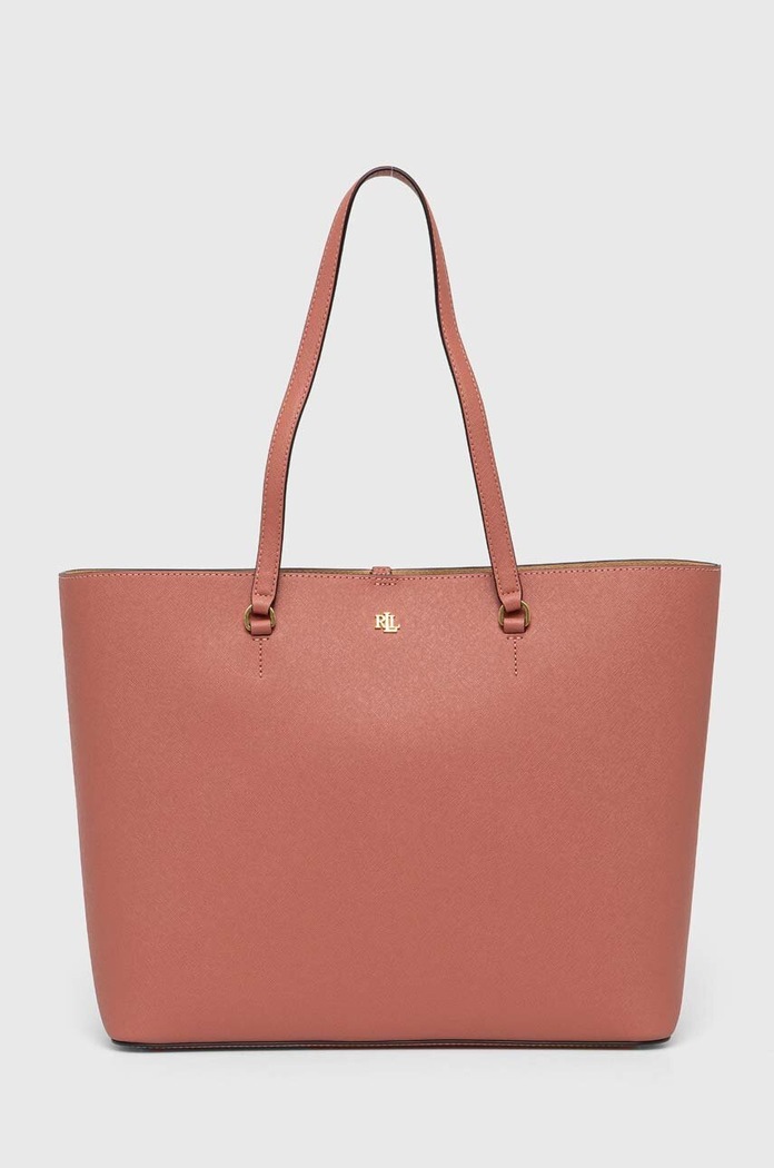 Lauren Ralph Lauren kabelka typu shopper dámska kožená usňová koža ružová 431911655