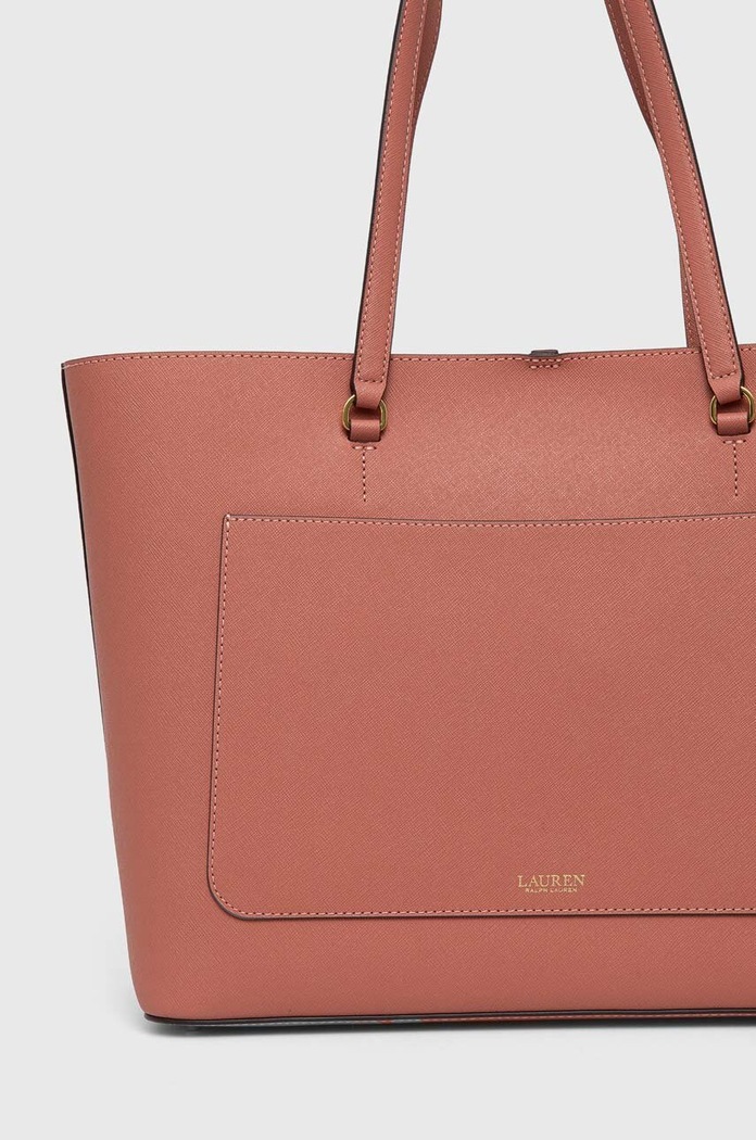 Doplnky Lauren Ralph Lauren kabelka typu shopper dámska kožená 431911655 ružová