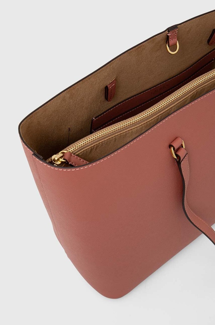 Lauren Ralph Lauren kabelka typu shopper dámska kožená ružová 431911655
