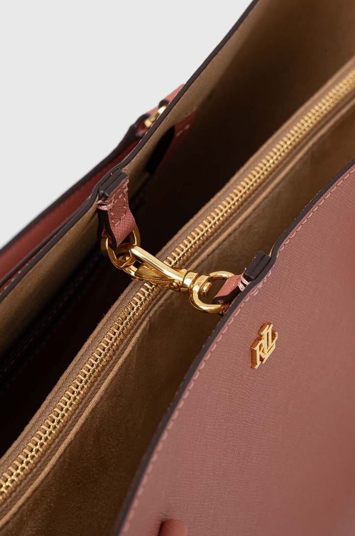 Lauren Ralph Lauren kabelka typu shopper dámska kožená 431911655 ružová
