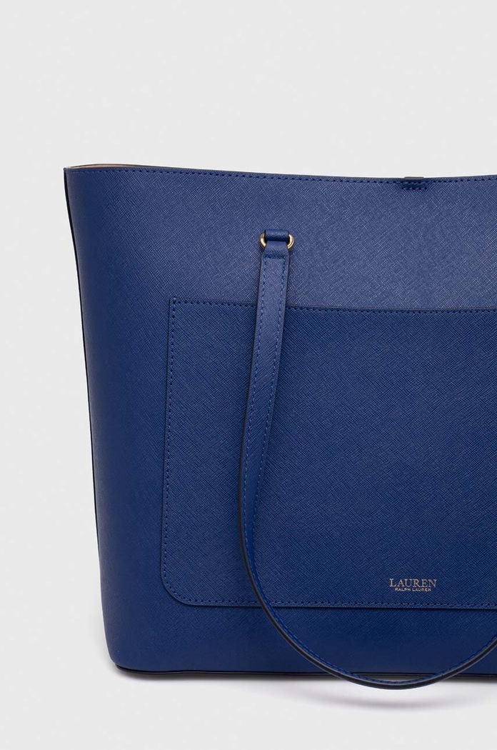 Akcesoria Lauren Ralph Lauren torebka shopper damska skórzana 431911655 niebieski
