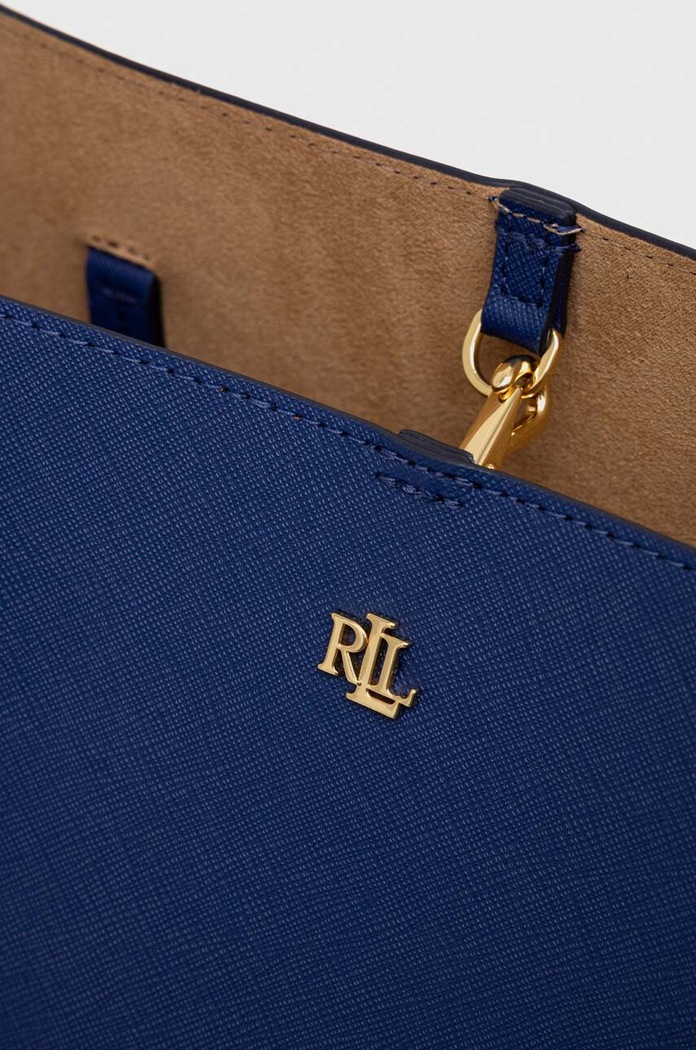 Lauren Ralph Lauren torebka shopper damska skórzana niebieski 431911655