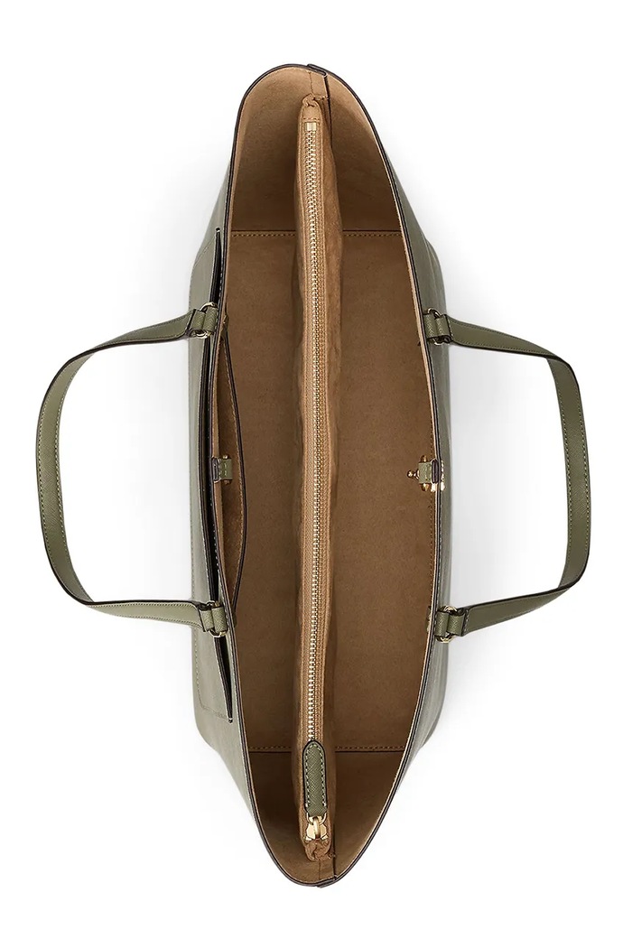 Lauren Ralph Lauren torebka shopper damska skórzana zielony 431911655