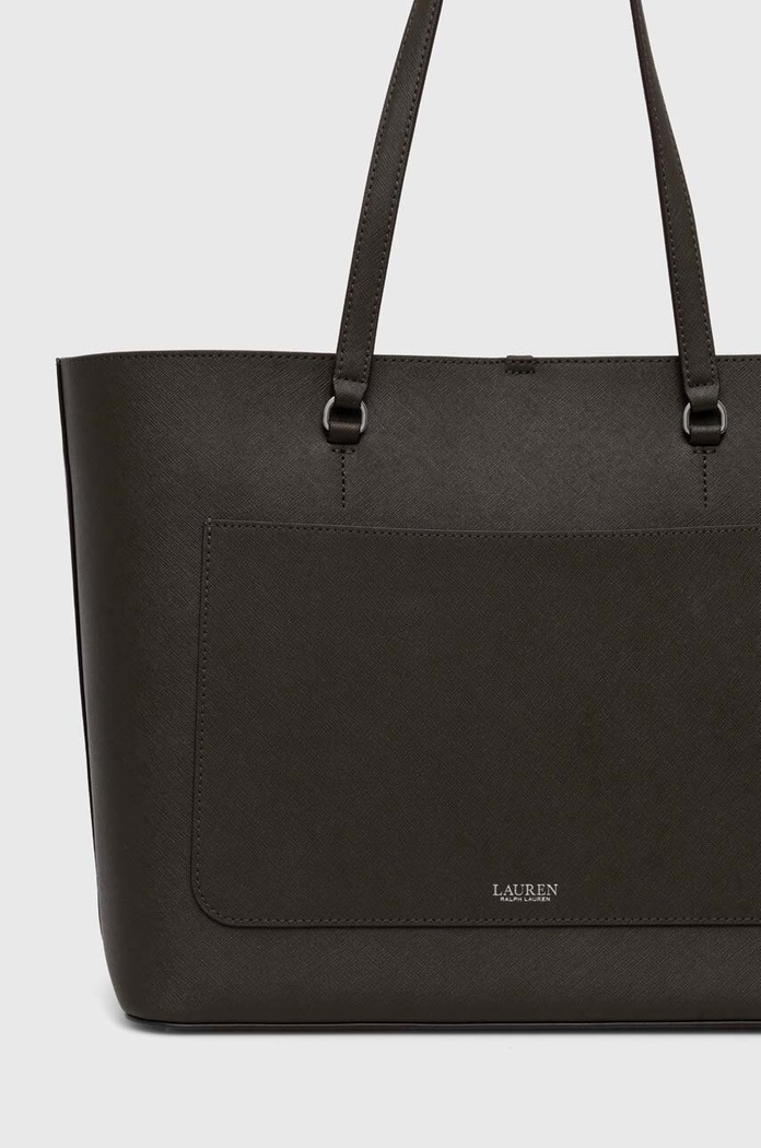 Doplnky Lauren Ralph Lauren Kabelka typu shopper dámska kožená 431911655 zelená