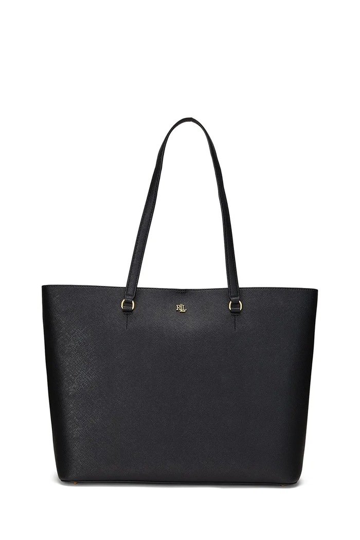 Lauren Ralph Lauren nákupní taška dámská kožená přírodní kůže černá 431911655
