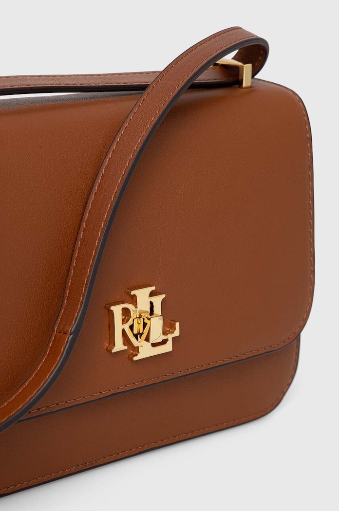 Kožená kabelka Lauren Ralph Lauren hnědá 431915780