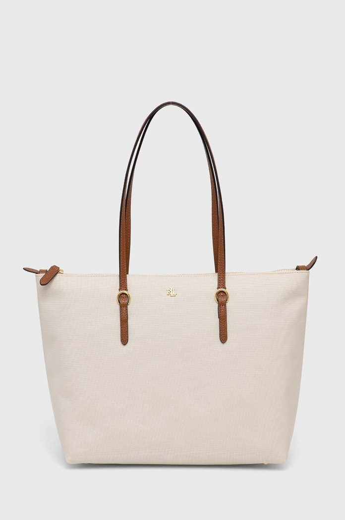 Lauren Ralph Lauren torebka shopper damska mieści A4 beżowy 431916737