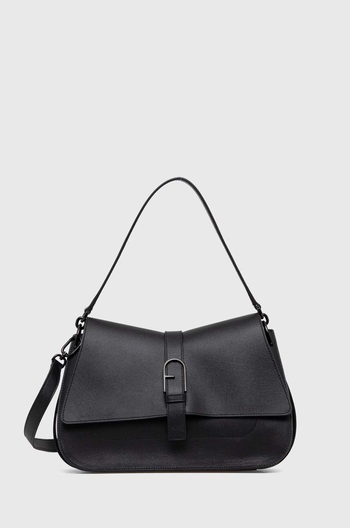 Δερμάτινη τσάντα Furla Flow L λείο δέρμα μαύρο WB01040.BX2045.O6000