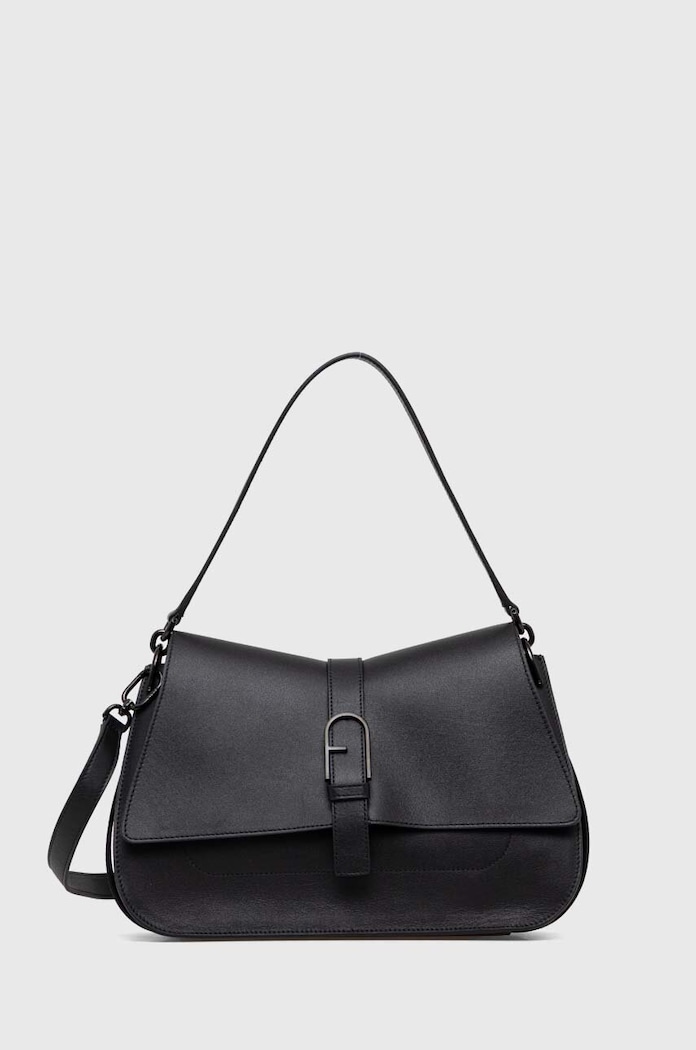 Δερμάτινη τσάντα Furla Flow L λείο δέρμα μαύρο WB01040.BX2045.O6000