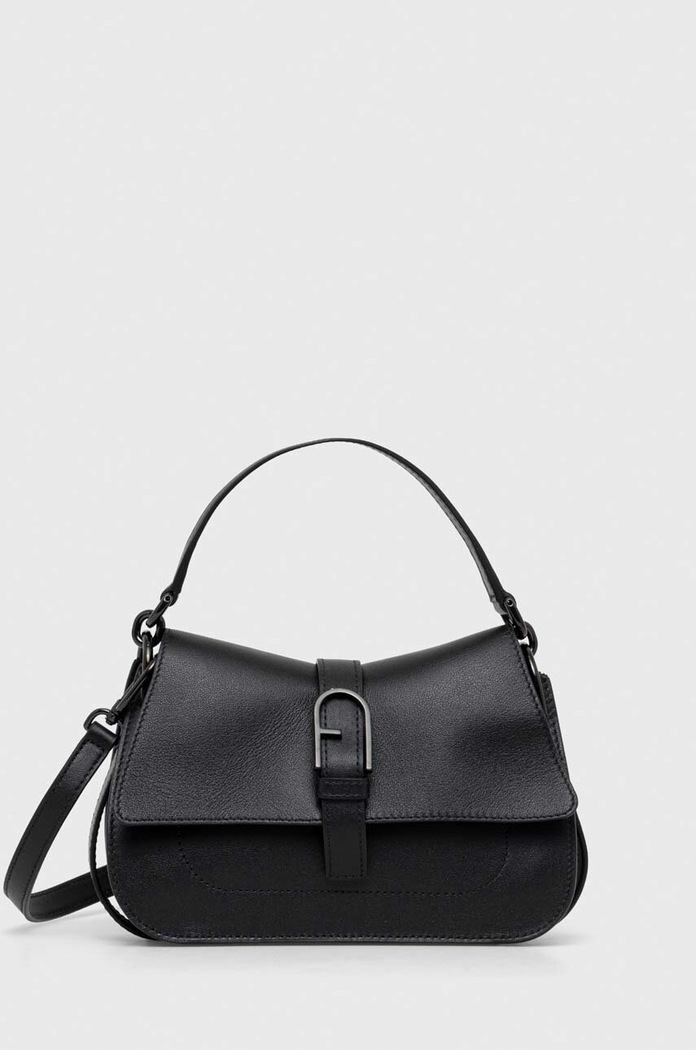 Кожена чанта Furla Flow Mini гладка кожа черен WB01032.BX2045.O6000