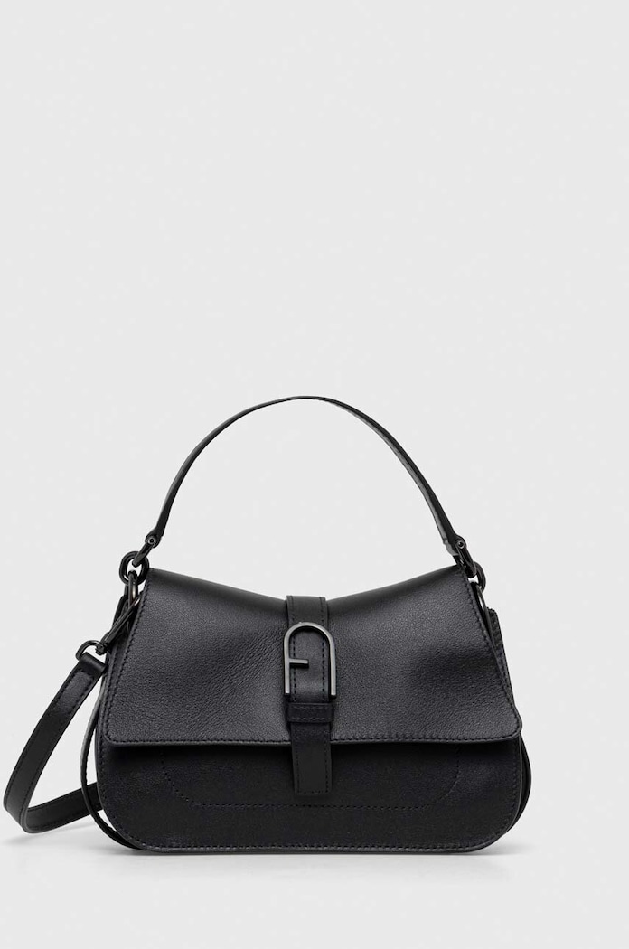 Кожена чанта Furla Flow Mini гладка кожа черен WB01032.BX2045.O6000