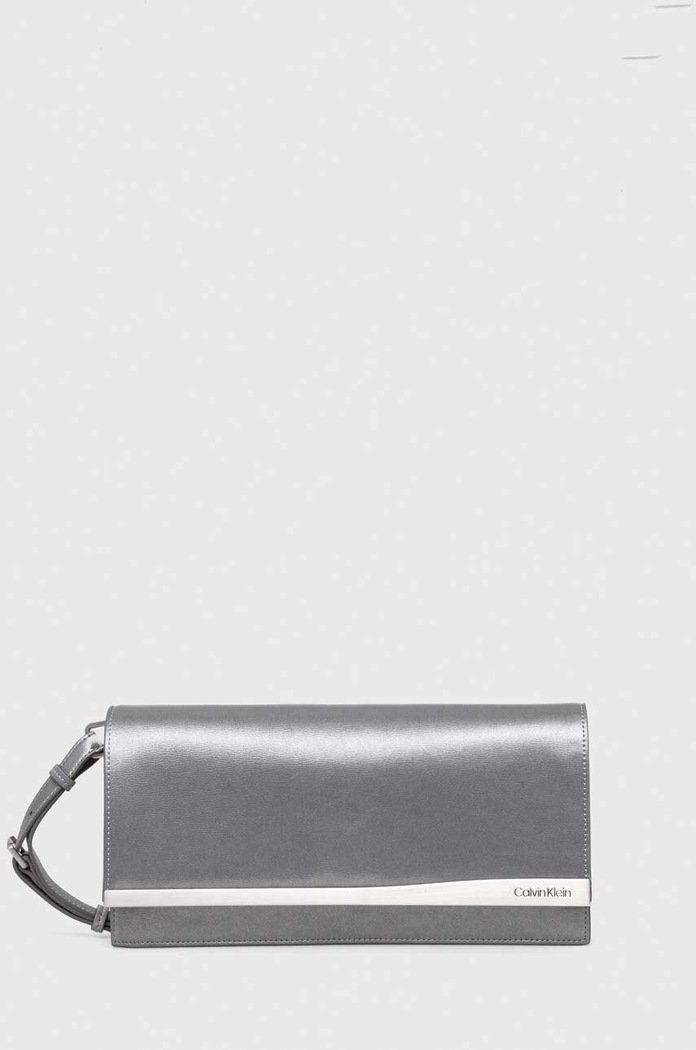Calvin Klein kopertówka nie mieści A4 srebrny K60K611309