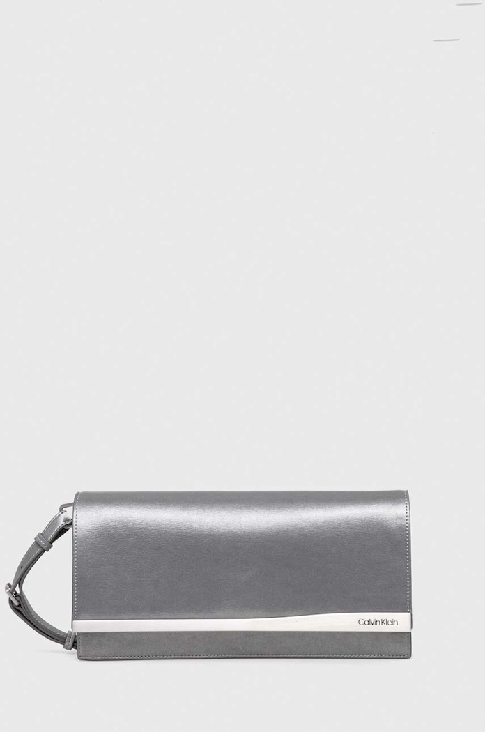 Calvin Klein kopertówka nie mieści A4 srebrny K60K611309