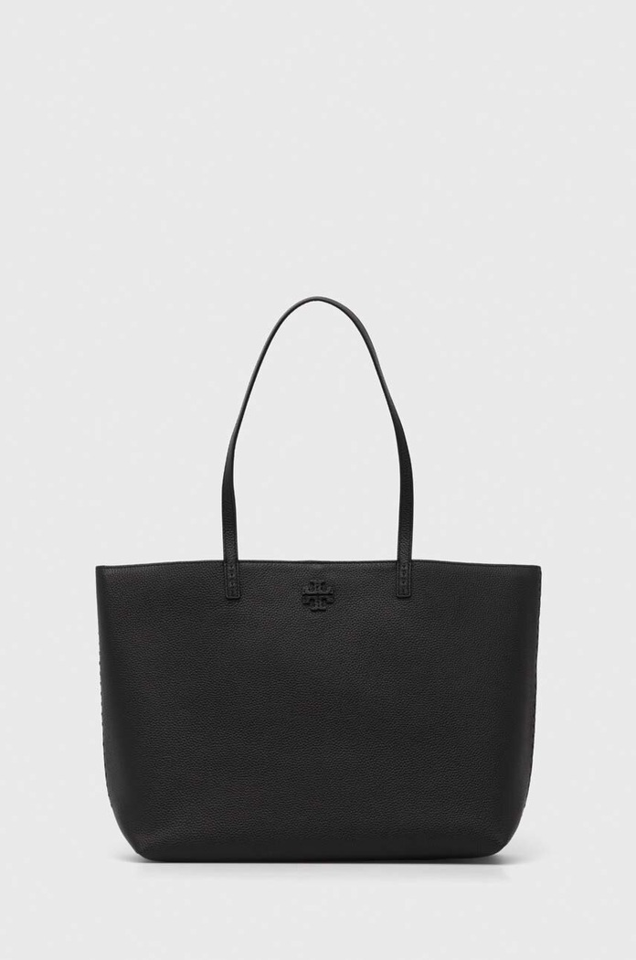 Кожена чанта Tory Burch McGraw гладка кожа черен 152221.001