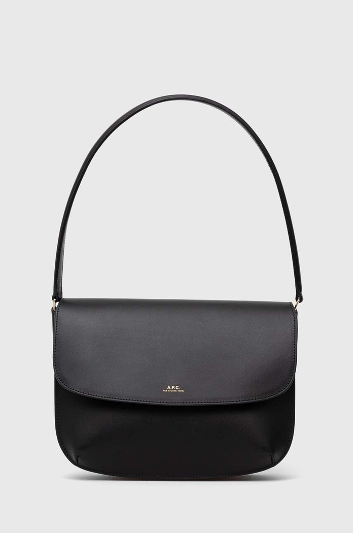 A.P.C. poșetă de piele uni negru PXAWV.F61526