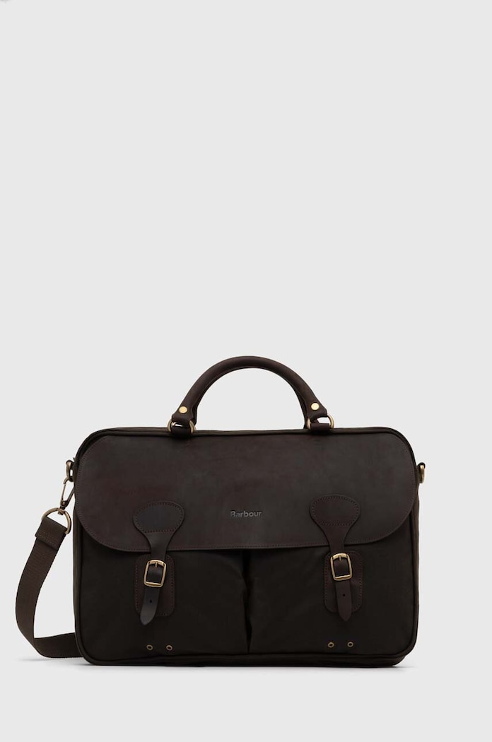 Barbour geantă Wax Leather Briefcase uni verde UBA0004