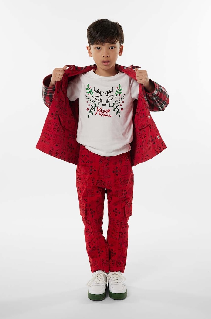Dětské bavlněné tričko Kenzo Kids kulatý béžová K25883.114.150