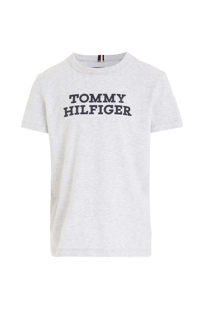 Detské bavlnené tričko Tommy Hilfiger KB0KB08555.128.176.9BYX sivá AW23