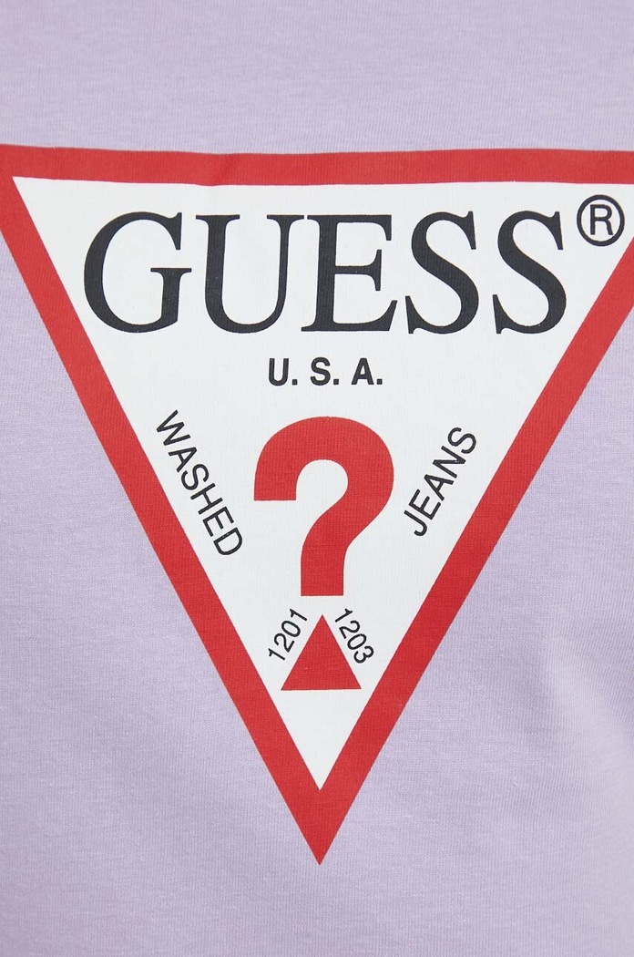 T-shirt bawełniany Guess W1YI1B.I3Z14 fioletowy