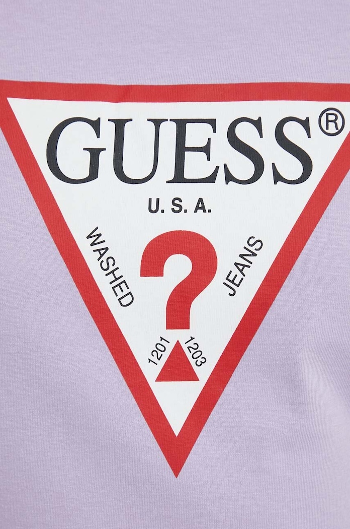T-shirt bawełniany Guess W1YI1B.I3Z14 fioletowy