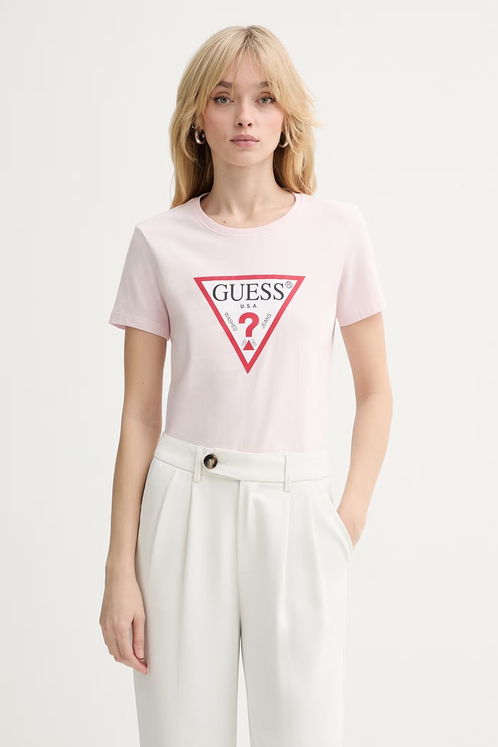 Guess tricou din bumbac print roz W1YI1B.I3Z14