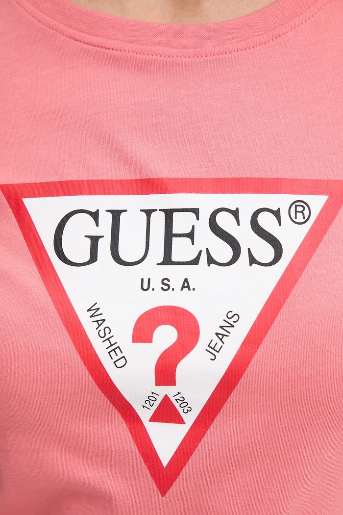 Βαμβακερό μπλουζάκι Guess ροζ W1YI1B.I3Z14