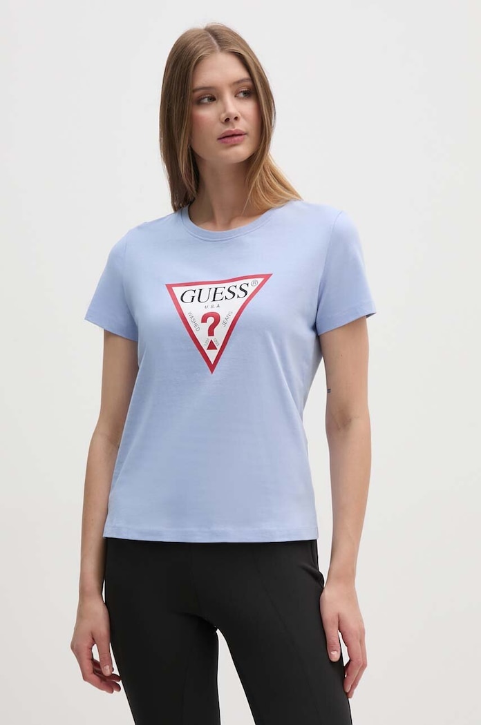 Guess t-shirt bawełniany W1YI1B.I3Z14 niebieski SS26