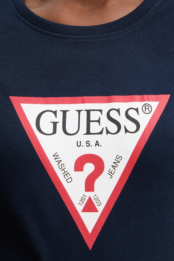 Bavlněné tričko Guess W1YI1B.I3Z14 námořnická modř