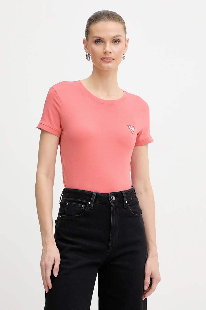 Tričko Guess jednofarebný ružová W2YI44.J1314