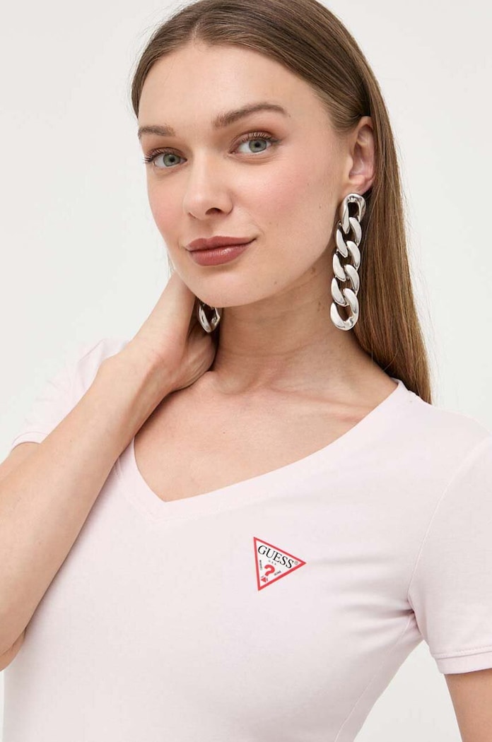 Guess t-shirt elasztánnal rózsaszín W2YI45.J1314