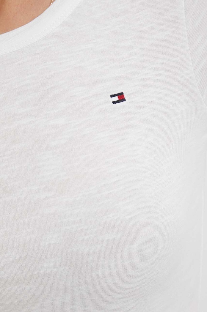 Bavlnené tričko s dlhým rukávom Tommy Hilfiger WW0WW37861 béžová