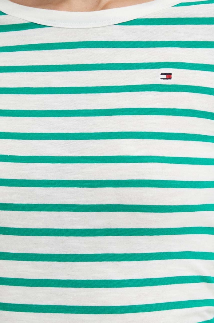 Βαμβακερή μπλούζα με μακριά μανίκια Tommy Hilfiger WW0WW37861 πράσινο