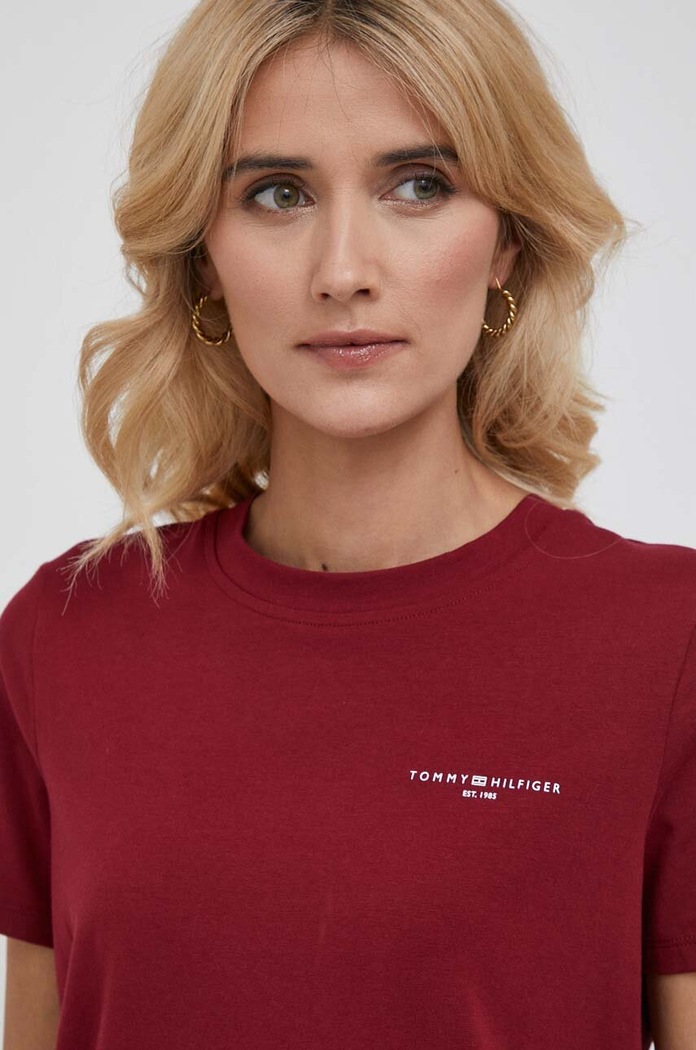Tričko Tommy Hilfiger burgundské WW0WW37877