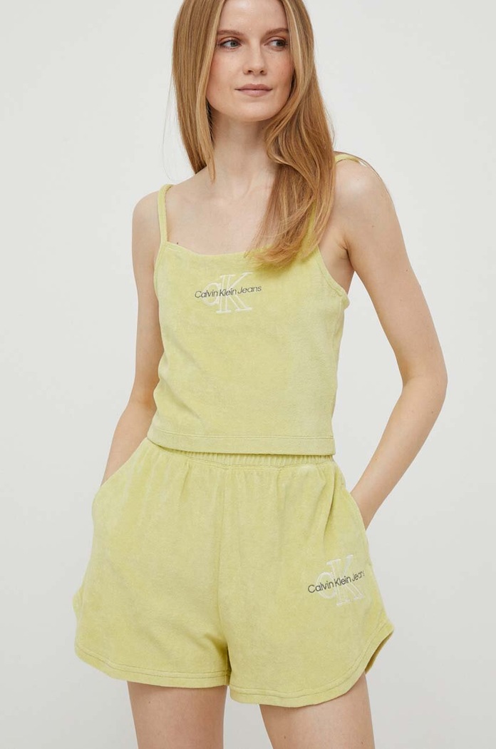 Top Calvin Klein Jeans Našitek zelena J20J221418