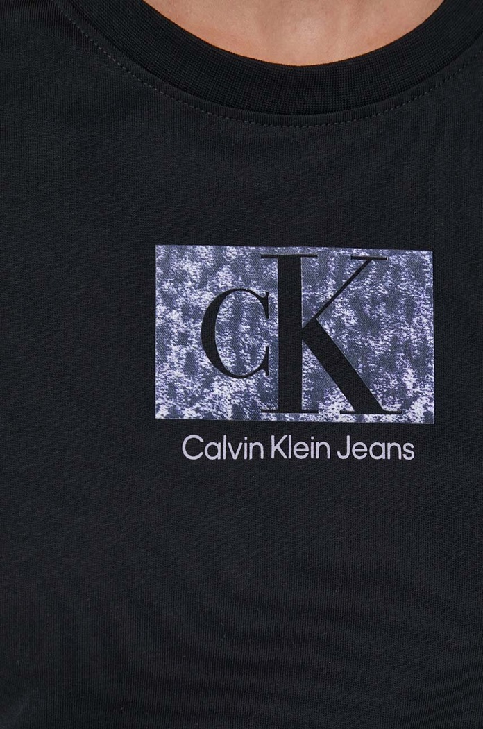Calvin Klein Jeans pamut póló fekete J20J221631