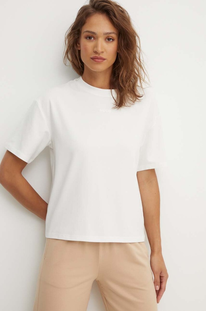 Tričko HUGO SHUFFLE_T-SHIRT s elastanem béžová 50490593