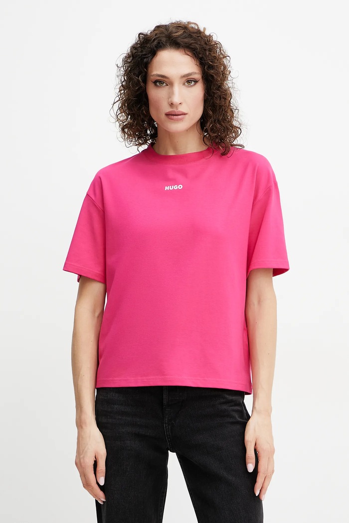 HUGO tricou lounge SHUFFLE_T-SHIRT uni roz 50490593