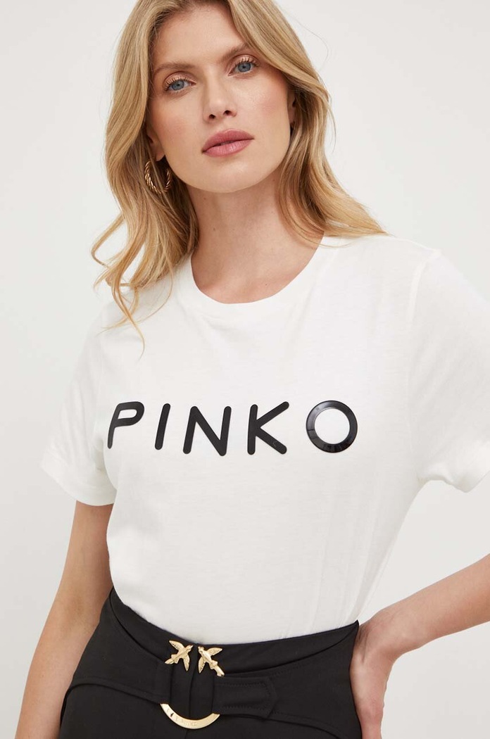 Bavlněné tričko Pinko béžová 101752.A150